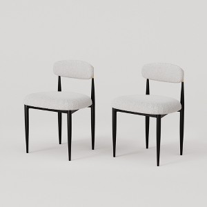 2 Pieces Boucle Armless Dining Chair, Upholstered Accent Chair - Morden Fort - 1 of 4