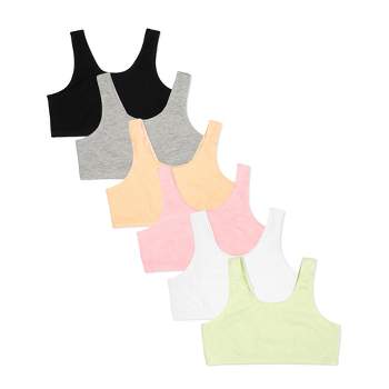 Fruit of the Loom Girls Pull Over Built Up Strap Cotton Sport Bra, 3-Pack,  Sizes 28-38