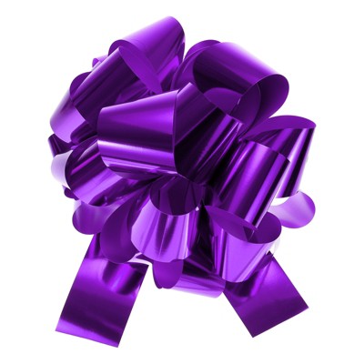 Unique Bargains Wedding Christmas Bright Metallic Gift Wrapping Large Pull Bows Ribbon 1 Pc Purple 16 inch