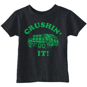 Toddler Funny T Shirts Crushin It Sarcastic Garbage Truck Graphic Novelty Tee For Young Kids - Crazy Dog Toddler T Shirt - 1 of 4