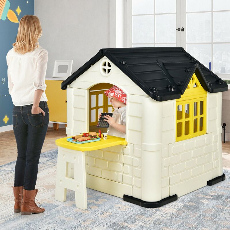 Costway Kid's Playhouse Games Cottage w/ 7 PCS Toy Set & Waterproof Cover, 2 of 11