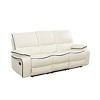MAYEERTY Power Reclining Sofa, Electric 3-Seat Breathable Leather Recliner with Reversible Coffee Table for Living Room, White - 3 of 4