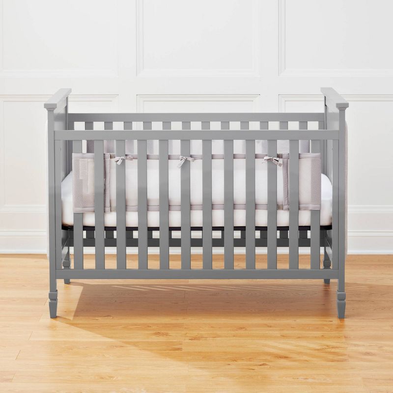 BreathableBaby Breathable Mesh Crib Liner - Classic Collection - Gray - For Full-Size Solid End Cribs, 3 of 7