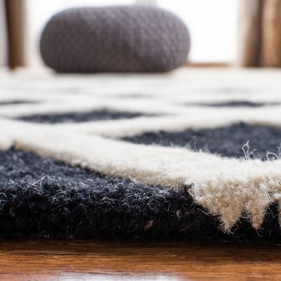 Eva Hand-Tufted Wool Square Rug in Black/Ivory - 6' x 9'