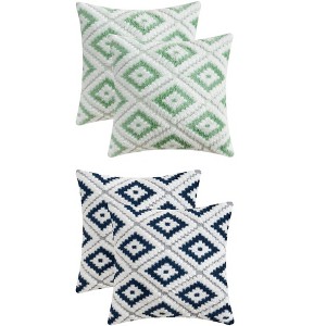 REGALWOVEN 4 Pcs Geometric Pattern Soft Short Plush Decorative Throw Pillow Covers - 1 of 4