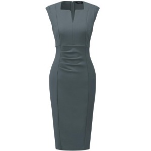 INSPIRE CHIC Women's Pencil Sleeveless Office Elegant Business Sheath Dress - 1 of 4