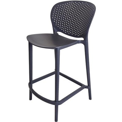 HomeRoots Set of Four 26" Dark Gray Heavy Duty Plastic Low Back Counter Height Bar Chairs