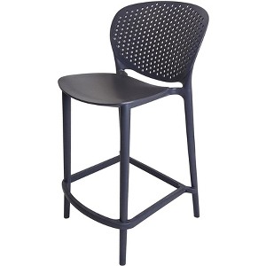 HomeRoots Set of Four 26" Dark Gray Heavy Duty Plastic Low Back Counter Height Bar Chairs - 1 of 4