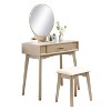 ORRD Modern Vanity Table with Stool & Mirror Set, Gold Finish Contemporary Makeup Desk - Solid Wood & MDF, Complete Dressing Table - 4 of 4