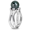 EVERLY JEWELRY | Sterling Silver 8-8.5mm Cultured Tahitian Pearl and 1/5 CT TGW Created White Sapphire Wavy Ring - 2 of 4