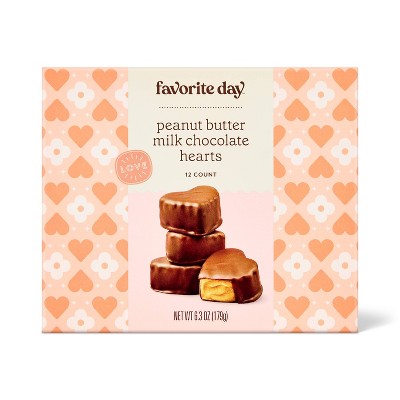 Valentine's Peanut Butter Filled Milk Chocolate Hearts in Gift Box - 6.3oz - Favorite Day™