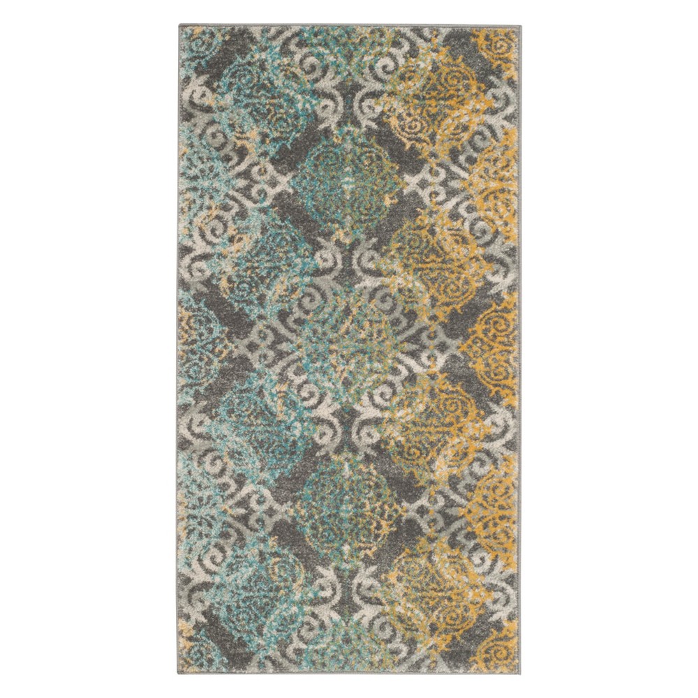  Ashfield Medallion Accent Rug Gray/Ivory