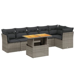 vidaXL Garden Sofa Set Grey, Dark grey cushions - 1 of 4