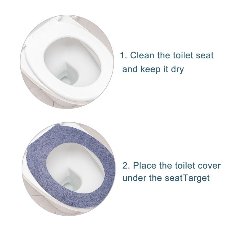 Unique Bargains Stretchable Thicker Toilet Seat Cover Pad Lid Bathroom Warmer Soft Washable Reusable, 5 of 7