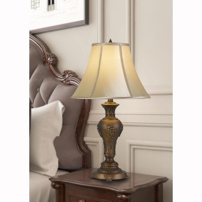 Cavan Antique Brass 26" Table Lamp with Faux Silk Shade