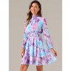 INSPIRE CHIC Women's Floral Long Sleeve Mock Neck Ruffle Layered Smocked Mini Dress - 2 of 4