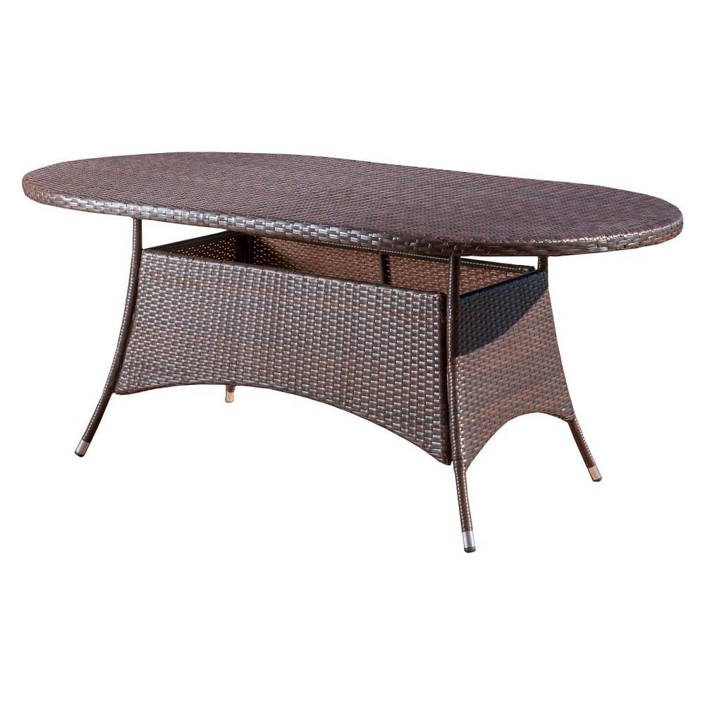 Photos - Garden Furniture Corsica Oval Wicker Dining Table: Weather-Resistant Iron Frame, Seats 6 