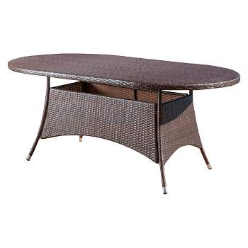 Corsica Oval Wicker Dining Table - Multi Brown - Christopher Knight Home
