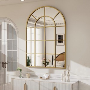 BEAUTYPEAK Arched Windowpane Mirror Bathroom Mirror Wall Mirror Mordern Mirror for Bedroom,Living room - 1 of 4