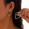 Large Hollow Heart Stud Earrings, 14K Gold Plated Geometric Jewelry for Women - 3 of 4
