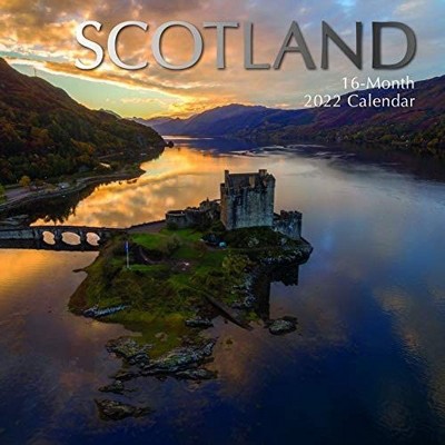The Gifted Stationery 2021 - 2022 Monthly Travel Wall Calendar, 16 Month, Scotland Scenic Britain Theme with Reminder Stickers, 12 x 12 in