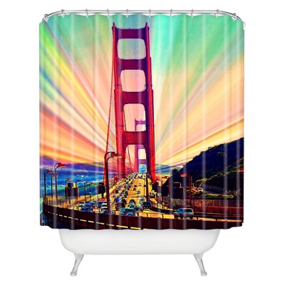 Colorful Commute Shower Curtain Green/Red - Deny Designs