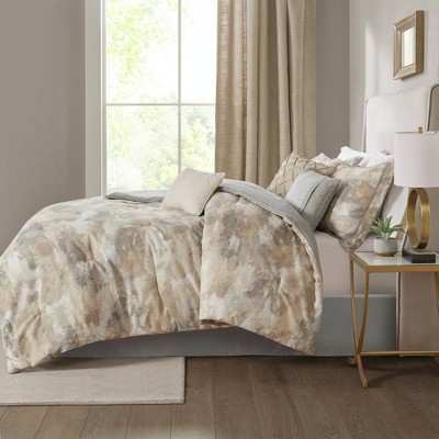 Madison Park 7pc Queen Mist Comforter Set - Gray: Madison Park, Hypoallergenic, Modern Bedding, Embroidered Details, 3 Decorative Pillows — фото 3
