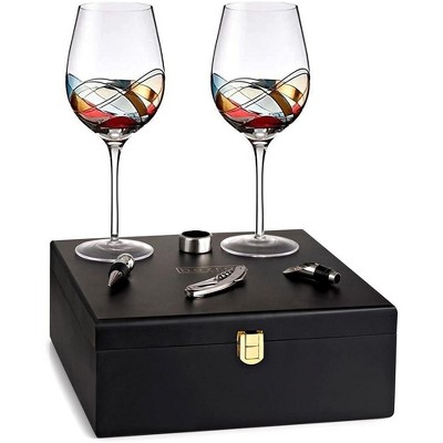 Set Of 2 Red Wine Glasses - Bezrat Hand Painted : Target