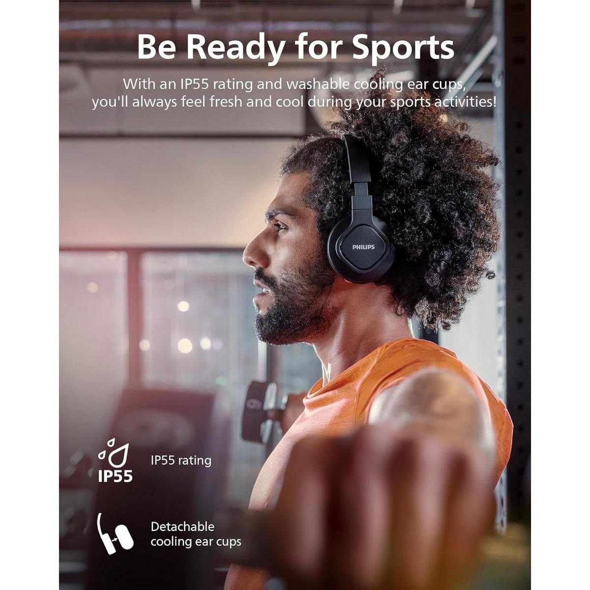 PHILIPS A4216 Wireless Over-Ear Bluetooth Headphones – Powerful Bass, 40mm Drivers, Fast Charging, IP55, Cooling Washable Ear Cups, Black - thumbnail 7
