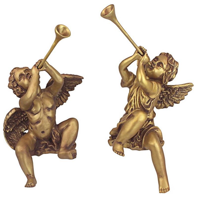 Design Toscano Trumpeting Angels of St. Peters Square: Set of Boy & Girl Angels, gold, 2 of 8