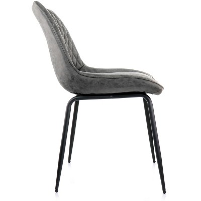 Gray Faux Leather Upholstered Arm Chair with Metal Legs