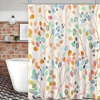 Paaaawaters Floral Shower Curtains for Bathroom, Flower Washable Polyester Fabric Shower Curtains for Bathroom Decor