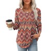 3/4 Length Sleeve Tops for Women Crewneck Casual Blouses Pleated Tunic Top Loose Fit Shirts 2025 - 2 of 4