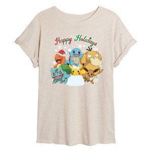 Women's - Pokémon - Happy Holidays Oversized Graphic T-Shirt - 1 of 4