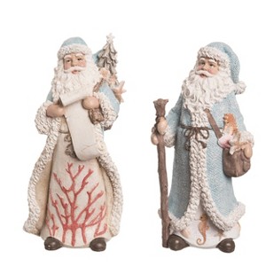 Transpac Resin Seaside Santa Figurine Set of 2 Christmas Home Decorations for Festive Decor - 1 of 1