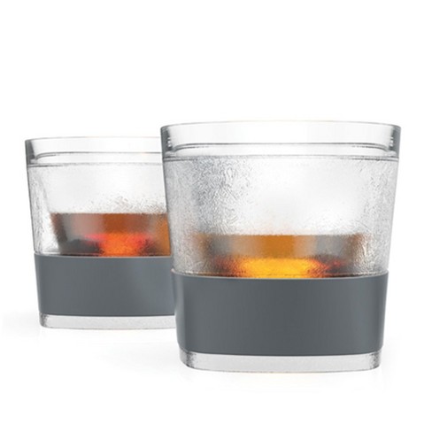 HOST Freeze Insulated Martini Cooling Cups, Plastic Freezer Gel Chiller  Double Wall Stemless Cocktail Glass Set of 2, 9 oz, Grey