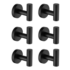 ChicFurnit Bathroom Towel Holder 6 Pack Wall Hooks for Stylish Bathroom and Kitchen Organization, Black, 8.27"*5.12"*2.76" - 1 of 4