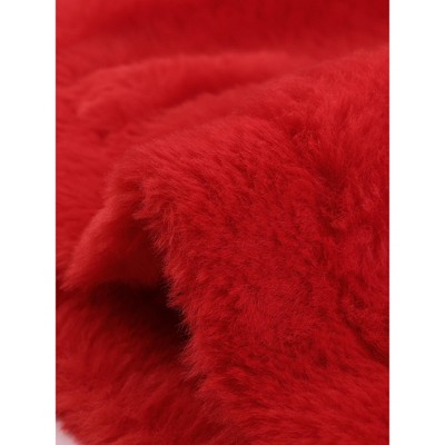 INSPIRE CHIC Women's Casual Hooded Zip Up Long Sleeve Cropped Faux Fur Jacket Red X-Small — фото 5