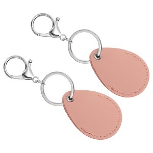 Unique Bargains PU Leather Keychain Holder ID Key Cards Key Fobs with Rings 2 Pcs - 1 of 4