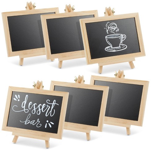 Juvale 6-Pack Mini Chalkboard Signs with Easel Stand for Table Decorations,  Restaurant Food Display, Message Boards, Small Business, 7x7x4 in
