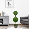 Tangkula Artificial Topiary Tree Fake Green Plants with Pots Double Ball Tree Decorative Trees for Home Office - 2 of 4