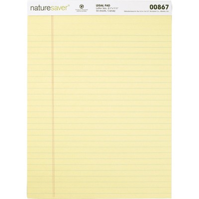 Nature Saver Recycled Pad Wide Ruled 8-1/2"x11-3/4" 50 Sheets Canary 00867