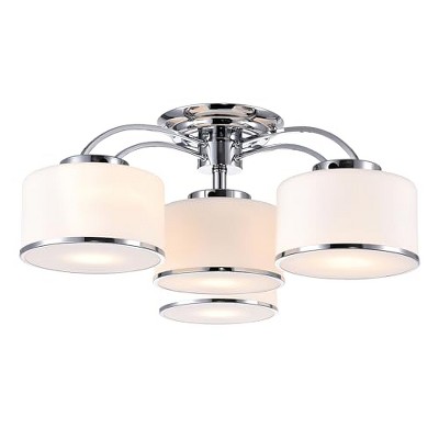 CWI Lighting Frosted 4 Light Drum Shade Flush Mount With Chrome Finish