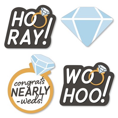 Big Dot of Happiness Just Engaged - Black and White - DIY Shaped Engagement Party Cut-Outs - 24 Count