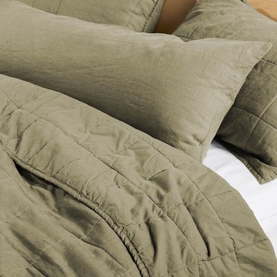 Organic Moss Cotton Twin Quilt and Sham Set