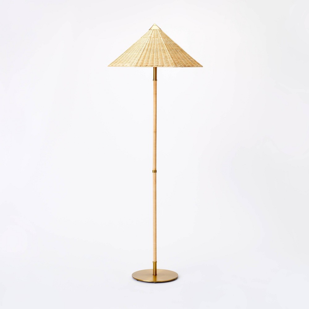 Floor Lamp Iron with Tapered Rattan Shade Gold - Threshold™ designed with Studio McGee