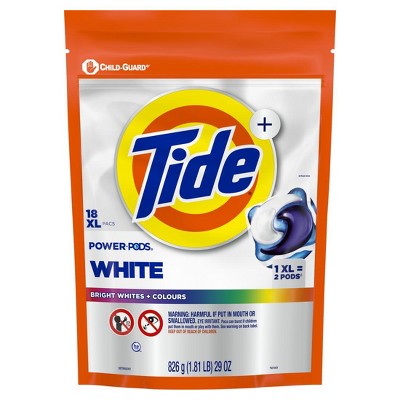 Tide Power PODS Plus Ultra OXI White and Bright Laundry Detergent, Advanced Stain Removal and Whitening Power, 18 Count
