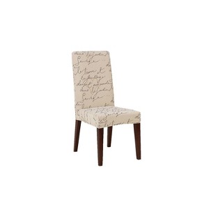 Stretch Pen Pal Short Chair Slipcover Parchment - Waverly Home: Elastic-Fit Bottom, Machine Washable - 1 of 3