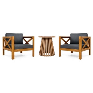 NAYSAYE Patio Chaise Lounges Outdoor Wood Leisure Set with Cushions and Side Table for Backyard Balcony, Gray and Teak, 28.7"*27.9"*24" - 1 of 4