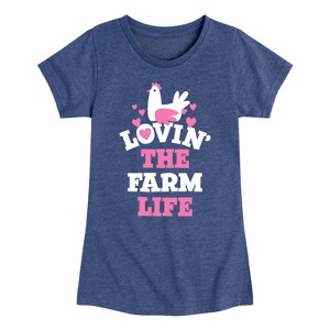 Girls' - Instant Message - Lovin The Farm Life Fitted Short Sleeve Graphic T-Shirt - 1 of 4